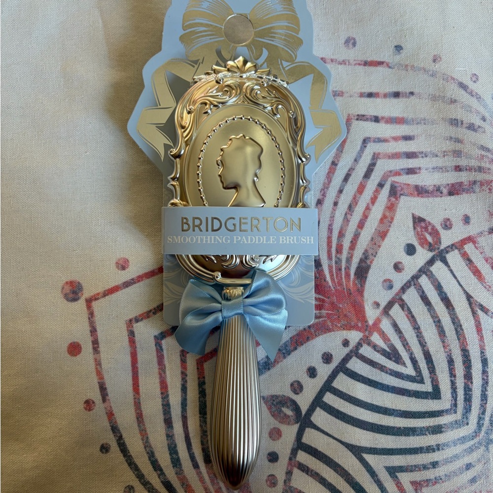 Bridgerton Gold Hair Brush with Blue Bow”